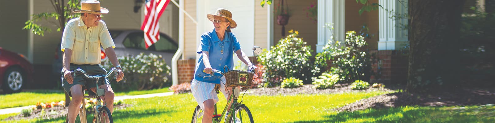 Couple on bikes